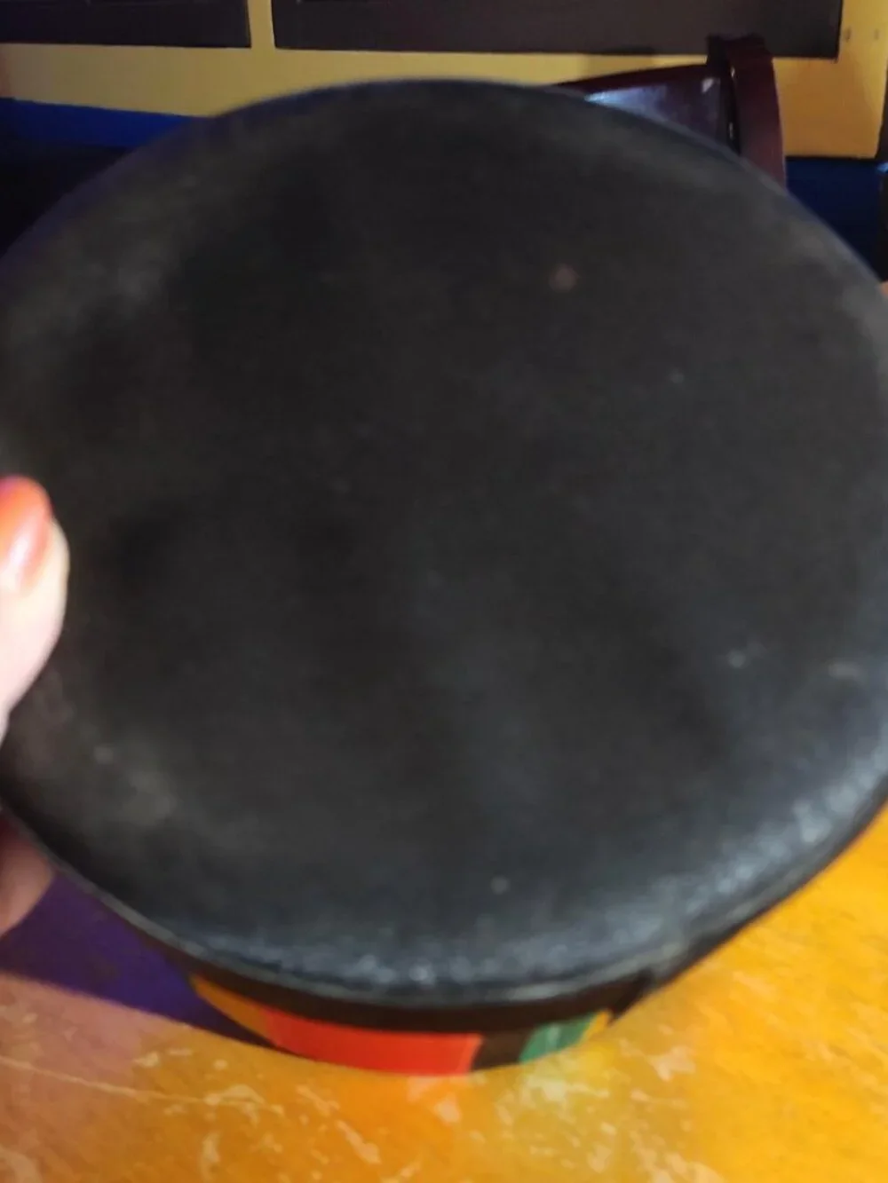 Vintage 1970s Striped Velvet Circle Box SHIPS FREE